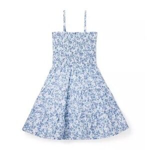 Janie And Jack The Millie Smocked White  Sundress With Blue Floral Size 16 ($79)
